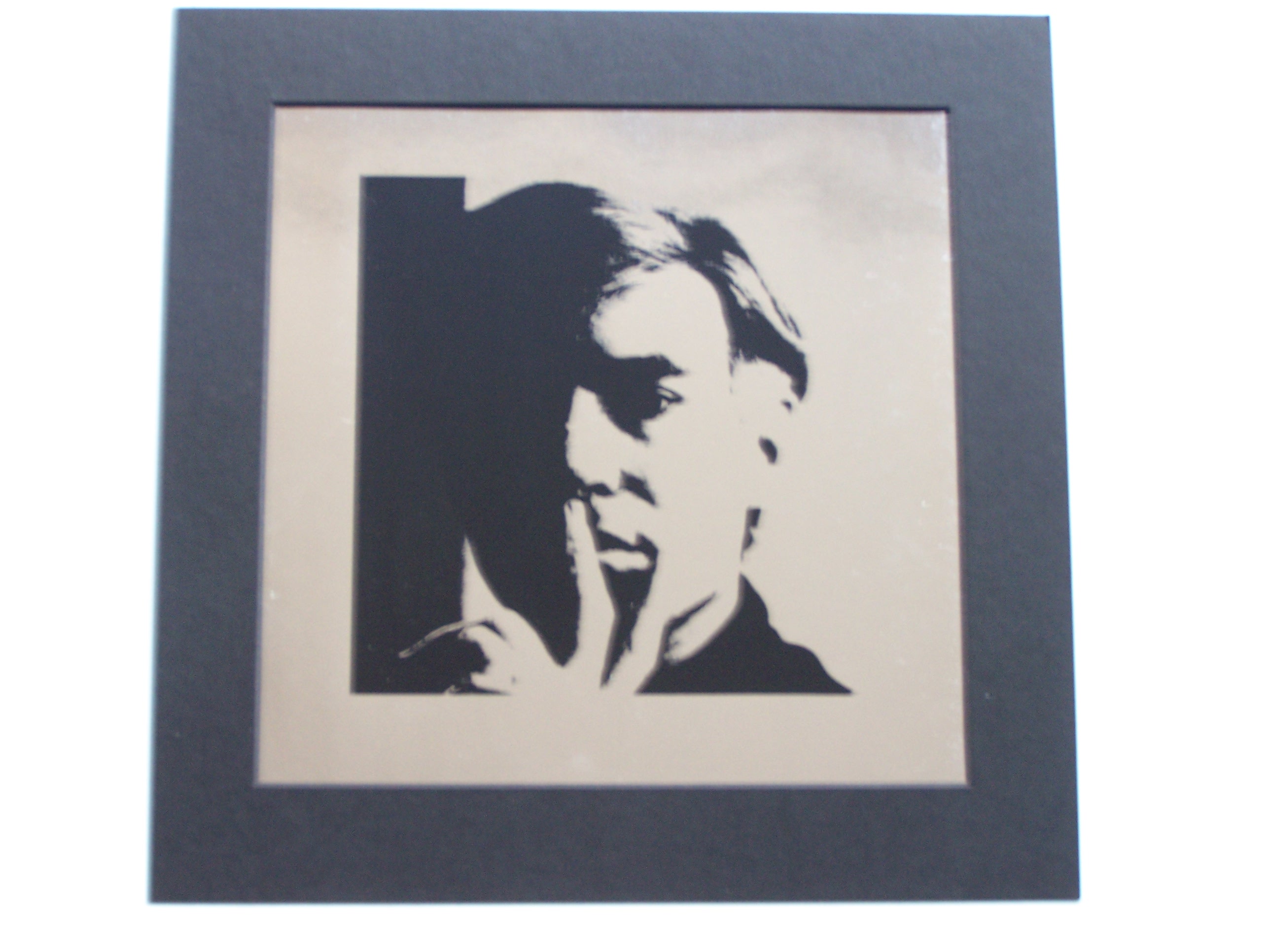 zelfportret van Andy Warhol (op zilverkleurig papier)